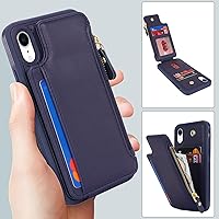 Vista 3 de Cavor Funda para iPhone Xr con tarjetero, funda tipo cartera para iPhone Xr para mujeres y hombres, funda para teléfono iPhone Xr con cartera, Crema