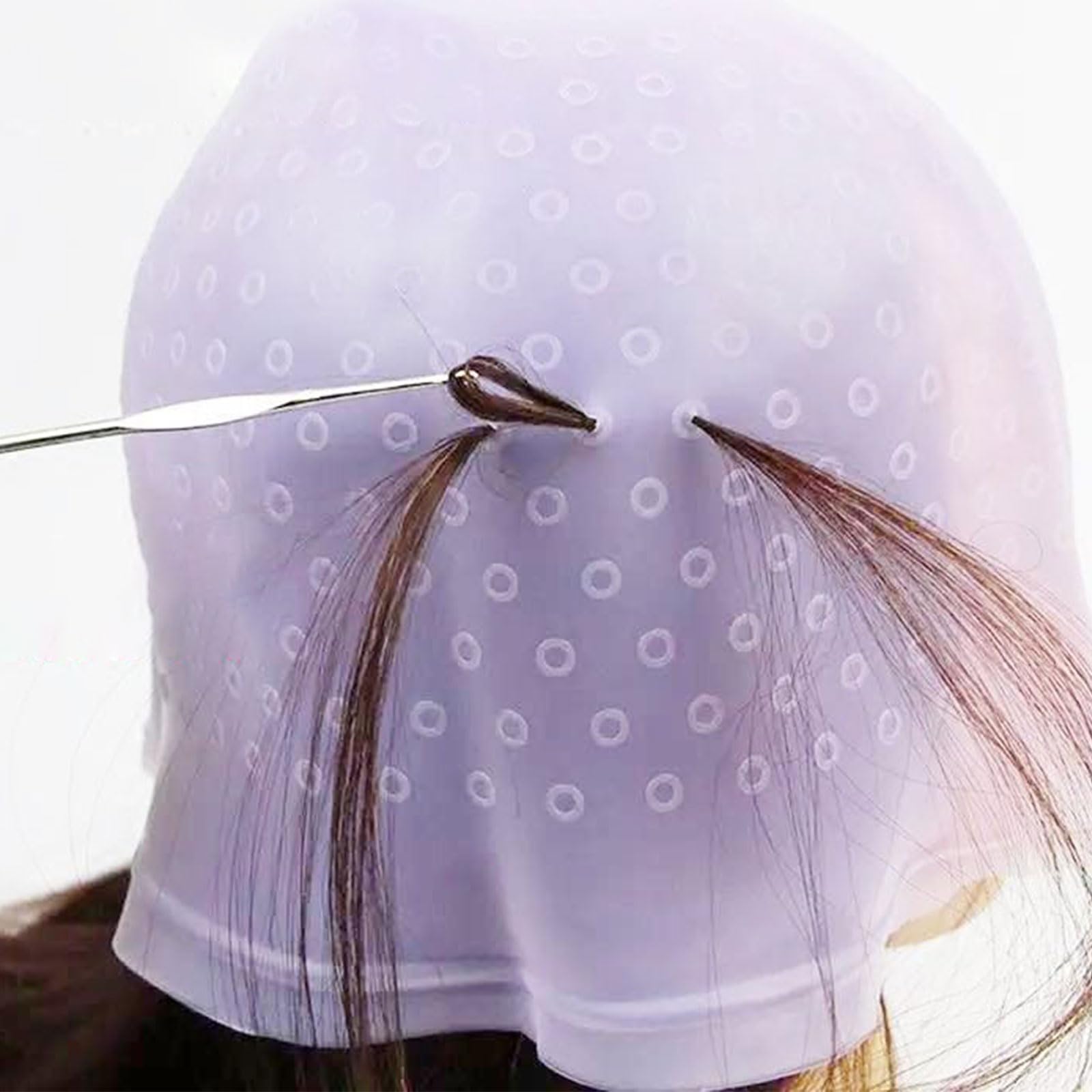 Cuffia per Meches in Silicone con Accessori, Set Capelli Fai da Te con Pennello e Guanti, Riutilizzabile per Donna e Ragazza, Facile da Usare per Colpi di Sole.