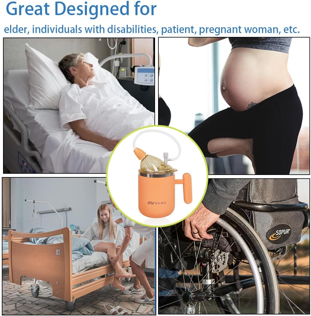 Stainless Steel Adult Sippy Cup for Elderly, 14oz/400ml Capacity Spill Proof Cup with 2 Straw, 4 in 1 No Spill Feeding Tumble, 2 Lids, Water Bottle for Patient Maternity Drink Water Milk Soup - Image 6