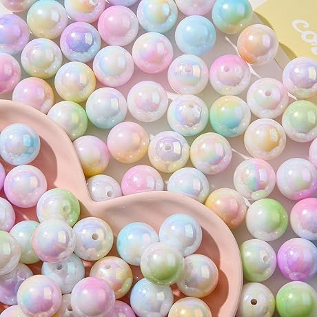 100Pcs Acrylic Pearl Beads Mermaid Color Bubblegum Beads