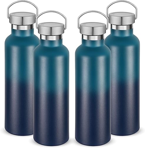 Miniatura 36 de Volhoply Botella de agua aislada de 24 onzas con boca estándar, tapa combinada de plástico y acero inoxidable, botella de agua de 304 18/8 de doble