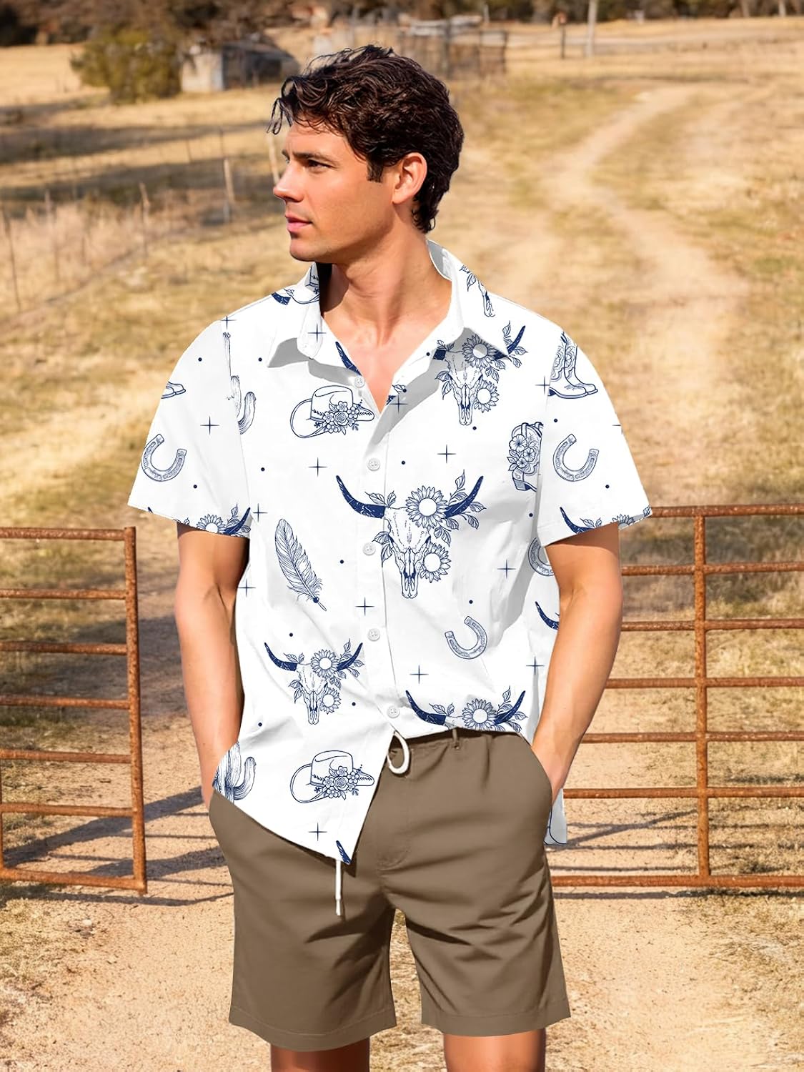 Western Shirts for Men Cowboy Country Shirt Short Sleeve Retro Button Down Outfits - Image 6