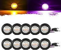 Vista 10 de Partsam 10 unidades de luz LED redonda de doble color de 3/4 pulgadas, color ámbar a blanco, luz lateral auxiliar de luz lateral, aprobadas por DOT