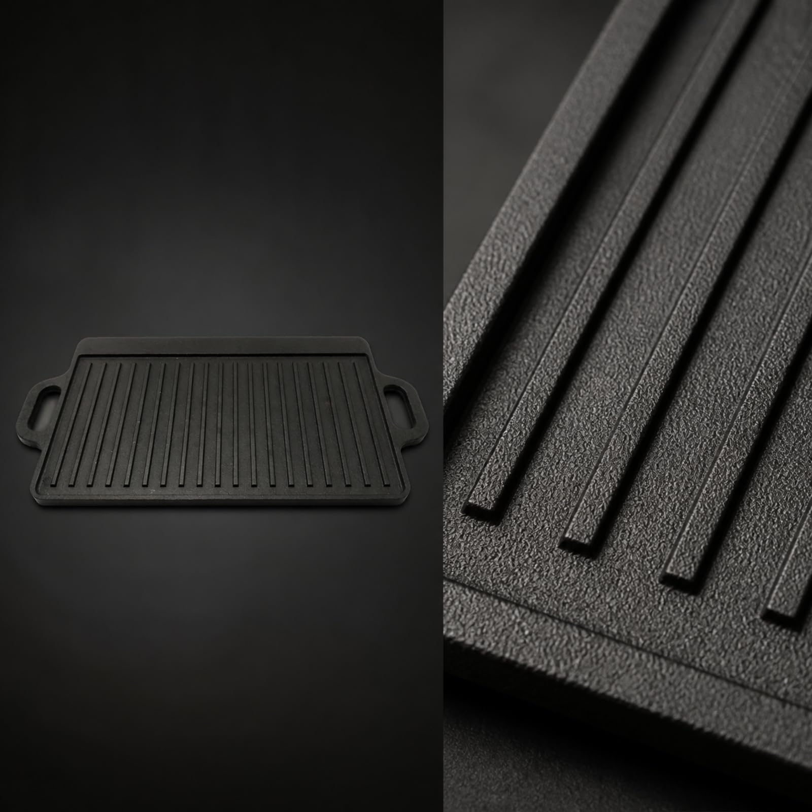 Plancha Cocina Recubrimiento Comal Hierro Fundido para Asar y Dorar Alimentos, Cocina Interior, 50x23cm