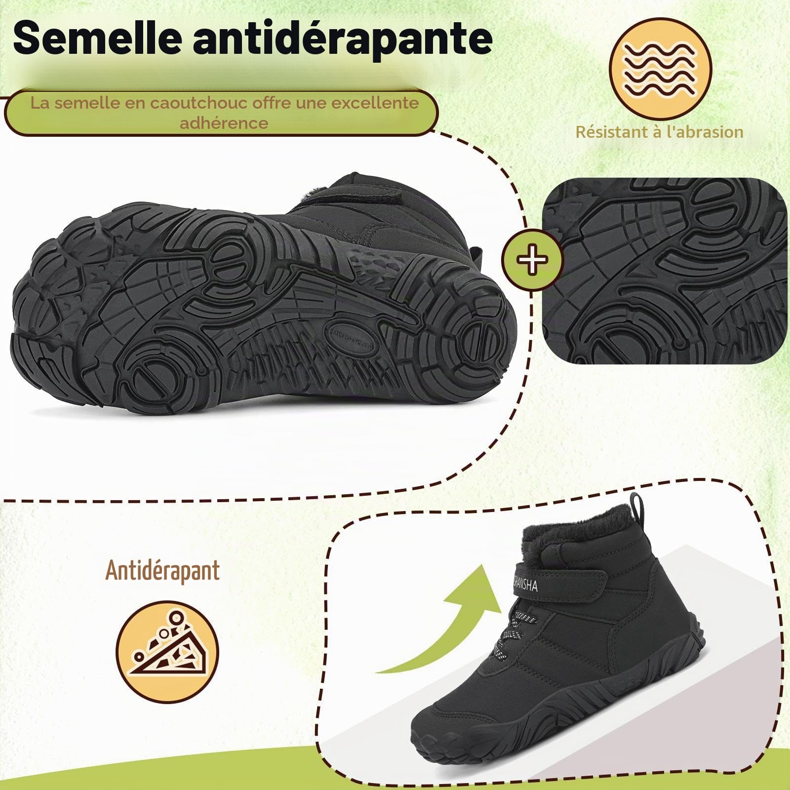 Mishansha Bottines de Neige Enfant Chaussure Barefoot | Hiver Garçon Bottes d'hiver Fille， Chaussures de Randonné，Chill II，Doublure Chaude，Antidérapante，Léger