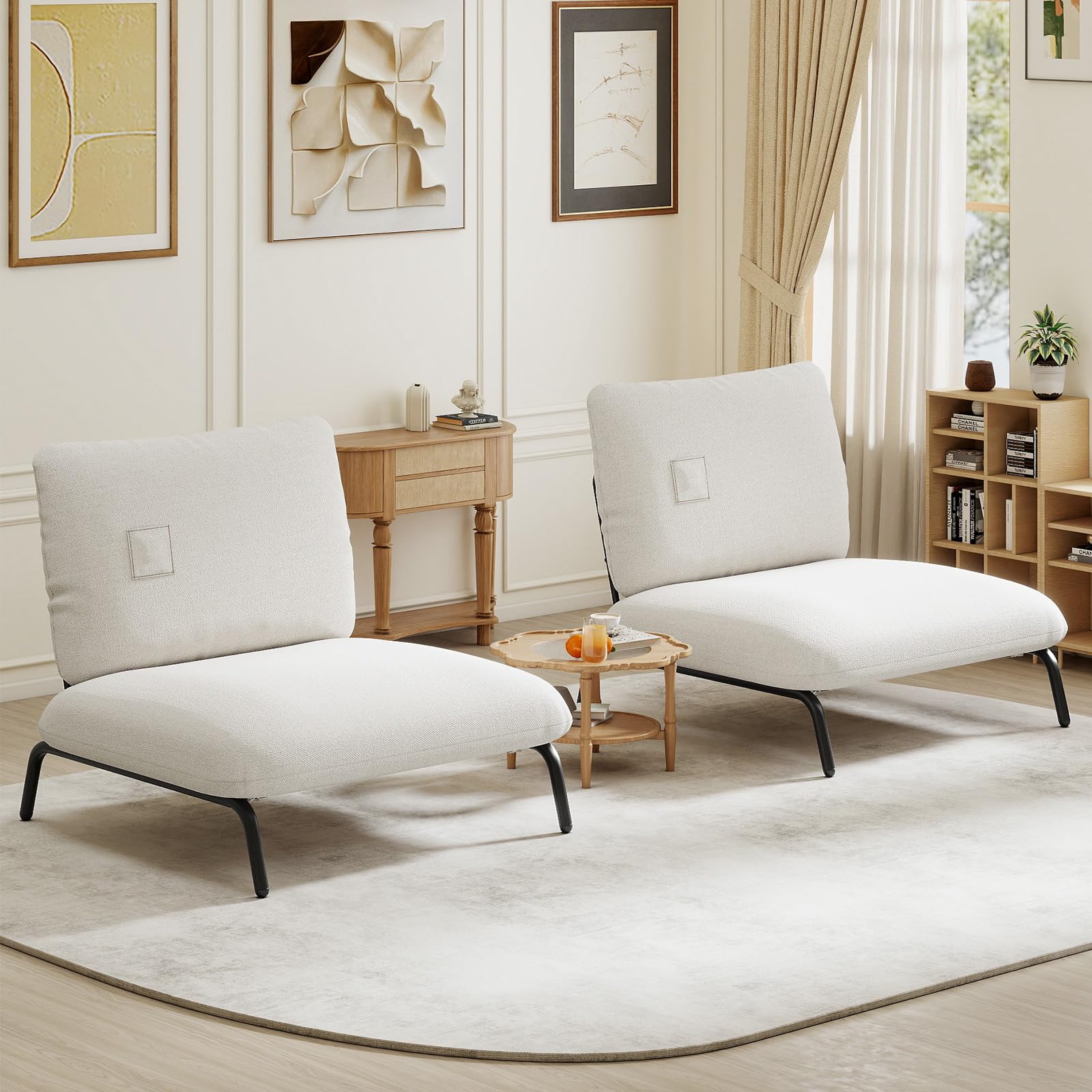 COSTWAY Loungesessel, Polsterstuhl mit extra breitem & tiefem Sitz, Relaxsessel belastbar bis 250 kg, Sessel für Wohnzimmer, Schlafzimmer, Büro, 92 x 97 x 82 cm (Beige)