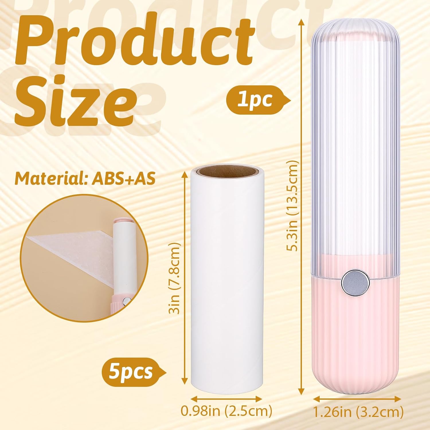 1 Pack Mini Lint Roller with 150 Sticky Sheets Refillable Compact Pocket Lint Remover for Travel Portable Pet Hair Remover for Clothes Hair Pickup Rollers(1 Handle+5 Roller Refills)
