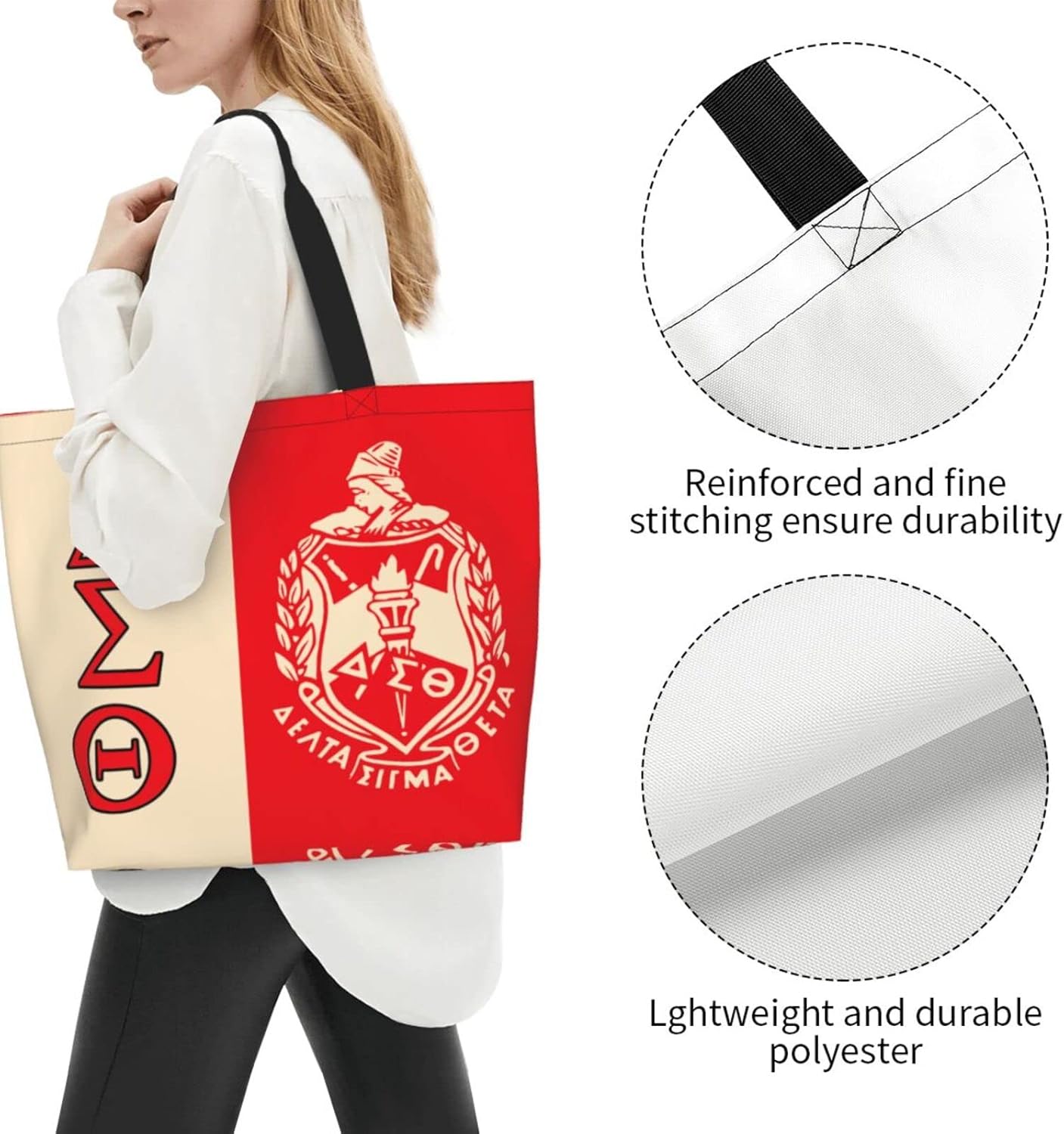 Sorority Paraphernalia Gifts for Women, Large Capacity Shopping Tote Bag, Commemorative Sisterhood Gift & Everyday Carryall