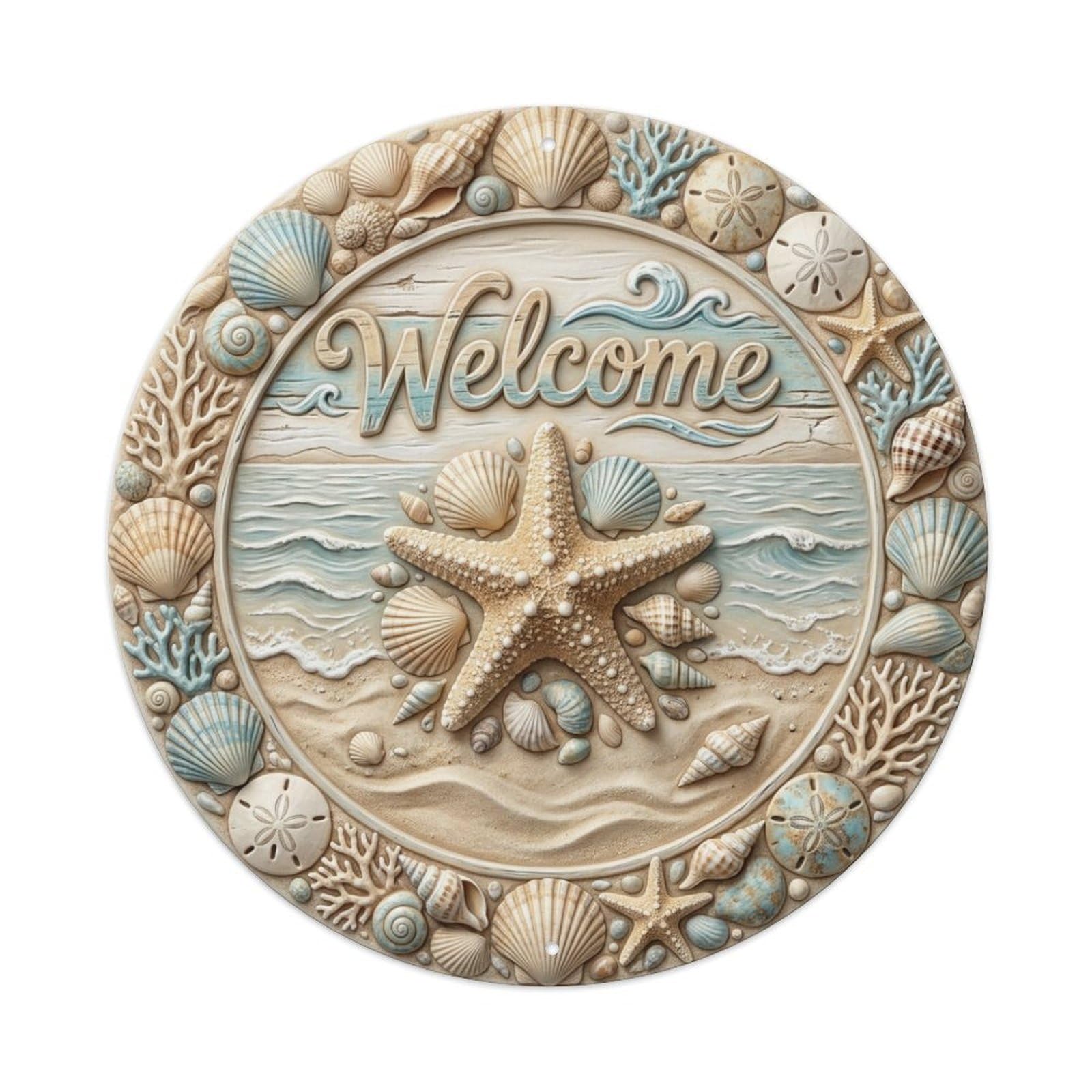 Tgrcjimh Style Metal Tin Sign Starfish Shell Welcome Coastal Charm