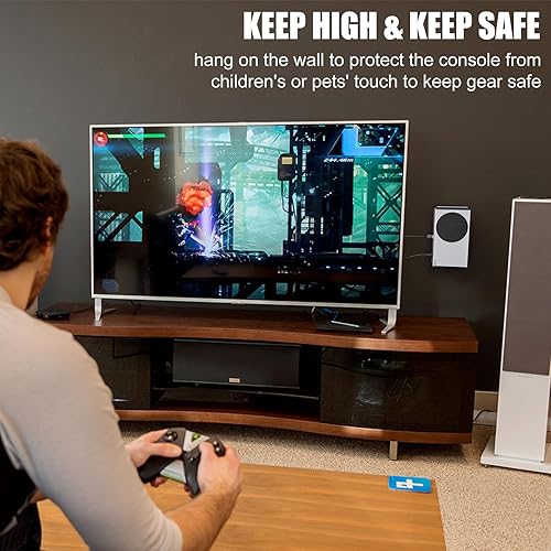 Vista 2 de FLYDOO Steel Wall Mount Bracket Compatible with Xbox Series S Console, Heavy Duty Wall Stand Holder Mount Near or Behind TV, Black