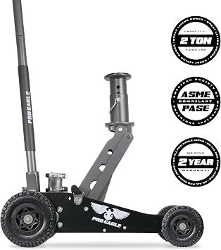 Pro Eagle 2 Ton The Beast Big Wheel Off Road Jack - Heavy Duty Hydraulic Floor Jack for Lifted Trucks & SUVs - All Terrain High Lift with 8 inch Extension & Skid Plate