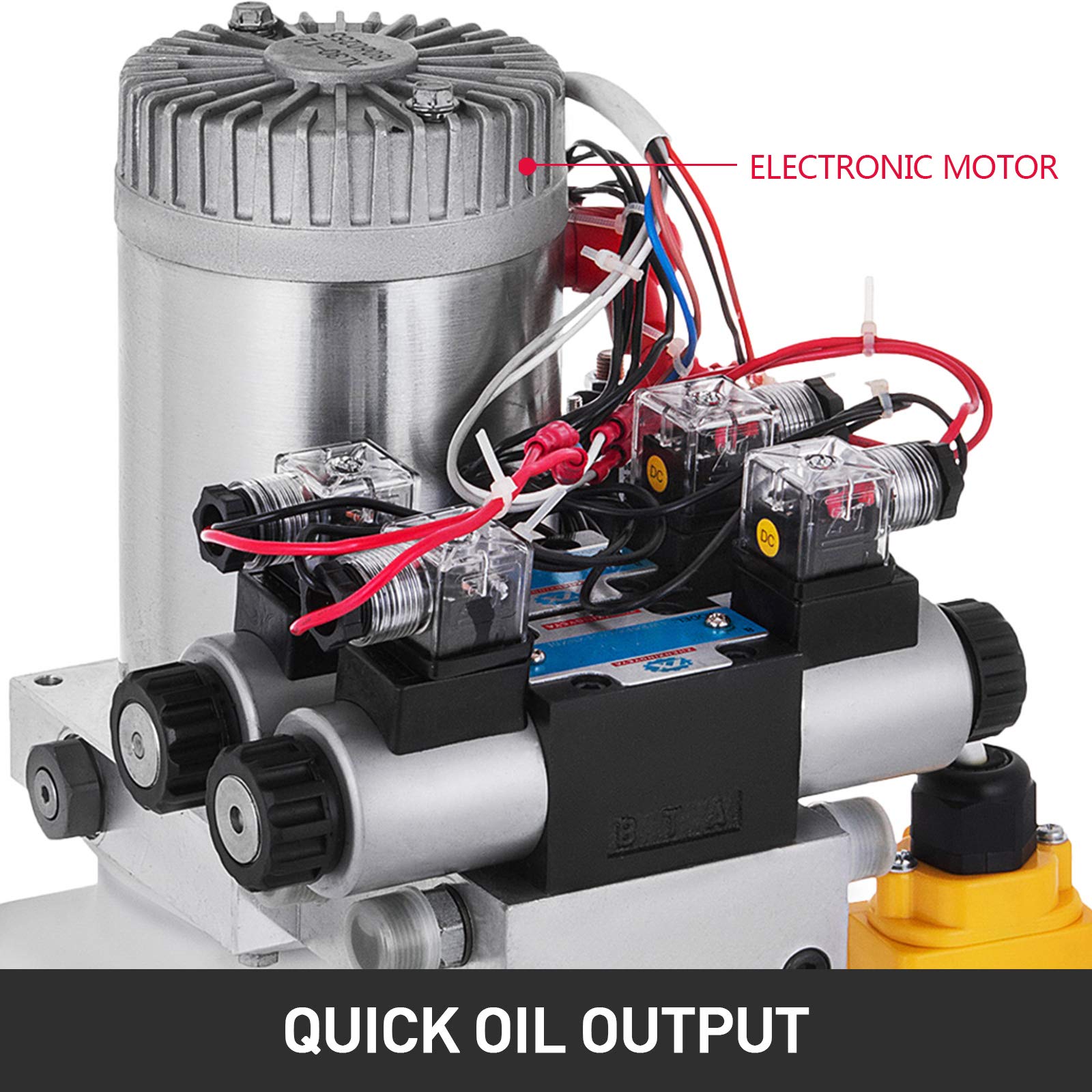 12V Doppelwirkend Doppelmagnet Hydraulische Pumpe 4.5L Hydraulikaggregat ZZ004234 Elektrische Hydraulikpumpe für Auto