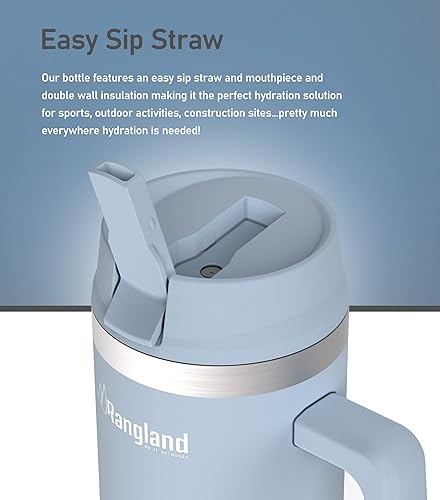 Miniatura 3 de Vaso de 40 onzas con asa y bolsa de transporte, botella de agua aislada las 24 horas con tapa con popote, funda de transporte de neopreno y correa