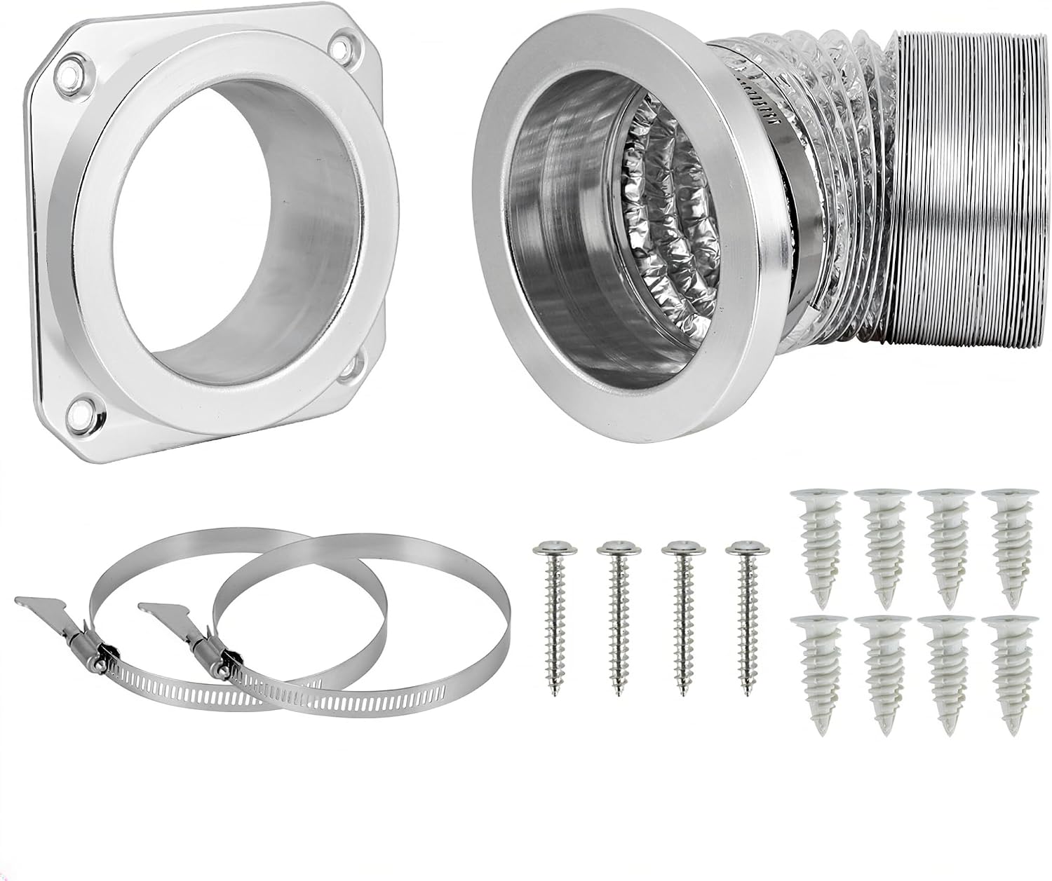 Magnetic Dryer Vent Connector Kit DV180 Aluminum Alloy Shell Magnetic Dryer Vent Easy to Clean, Includes 3.3ft Long Dryer Vent Hose & 2 Clamps