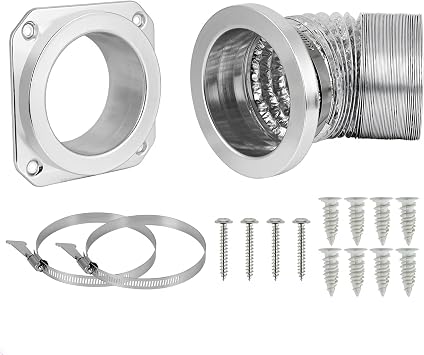 Magnetic Dryer Vent Connector Kit DV180 Aluminum Alloy Shell Magnetic Dryer Vent Easy to Clean, Includes 3.3ft Long Dryer Vent Hose & 2 Clamps