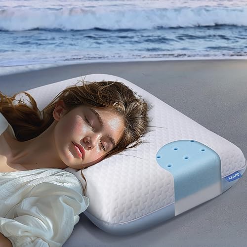 Almohadas refrescantes para dormir de lado y espalda, almohada de contorno suave firme de espuma viscoelástica para dolor de cuello y hombros,