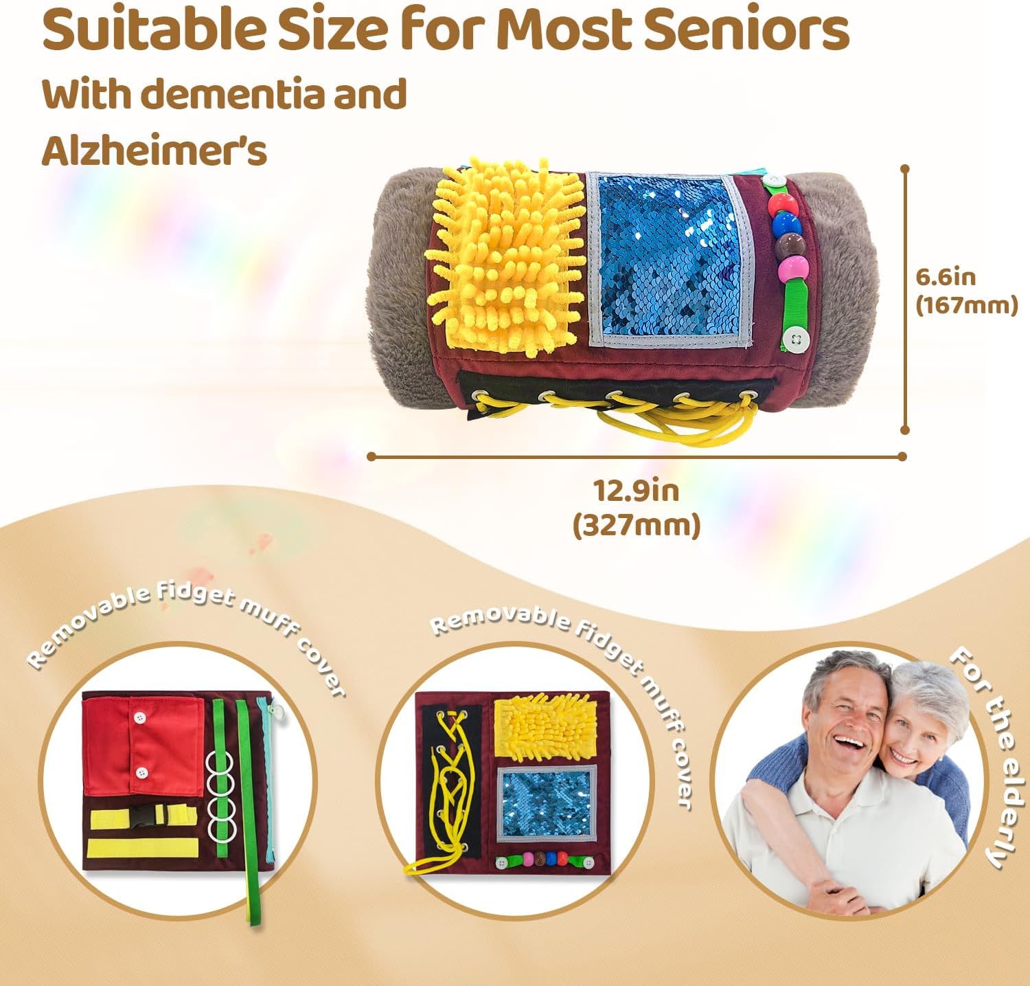 Fidget Muff Blanket for Elderly with Dementia and Alzheimer's Patients Activities and Gift for Senior with Alzheimer’s or Dementia Warm Hands Relieve Stress