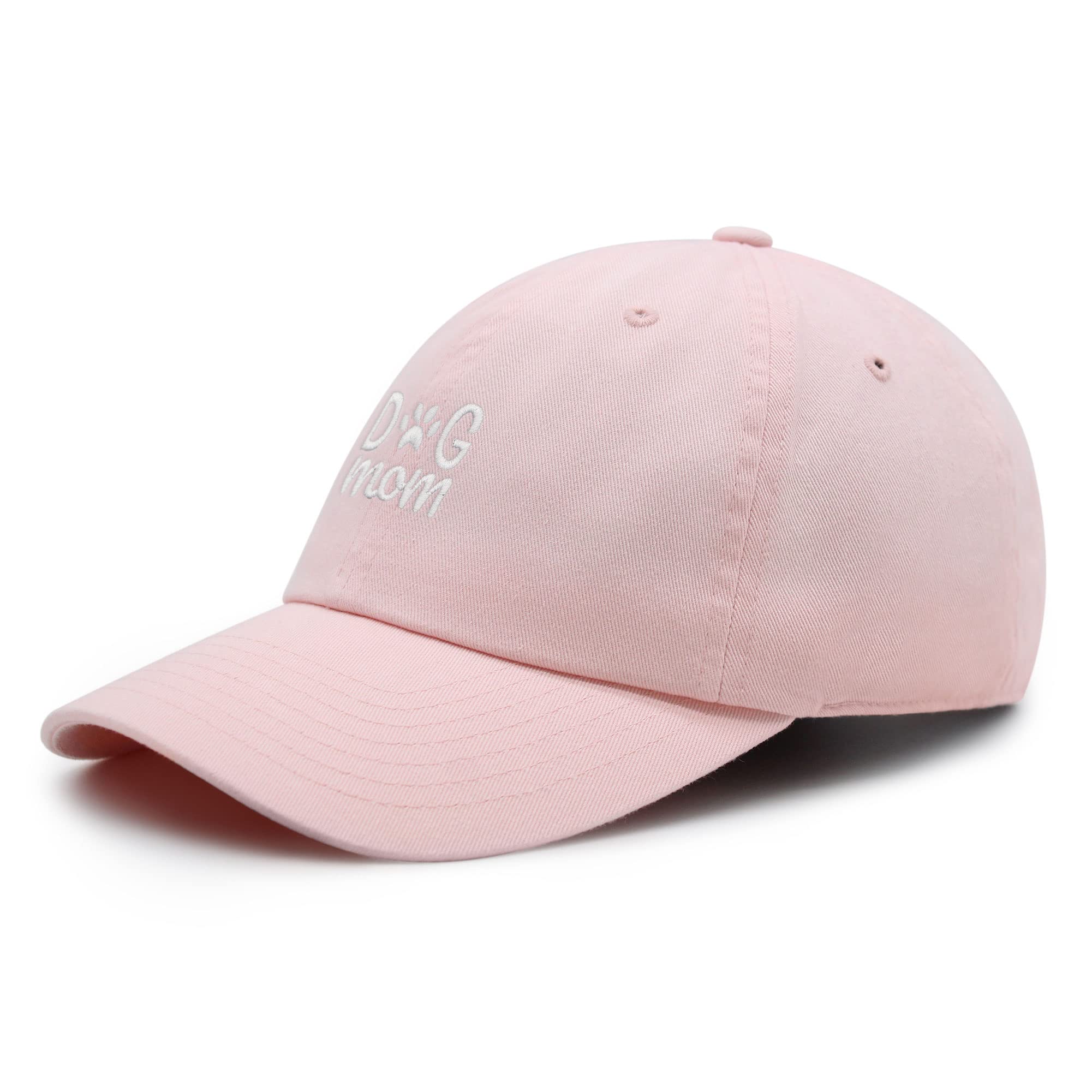 JPAK Dog Mom Premium Dad Hat Embroidered Cotton Baseball Cap Puppy Paw Light Pink