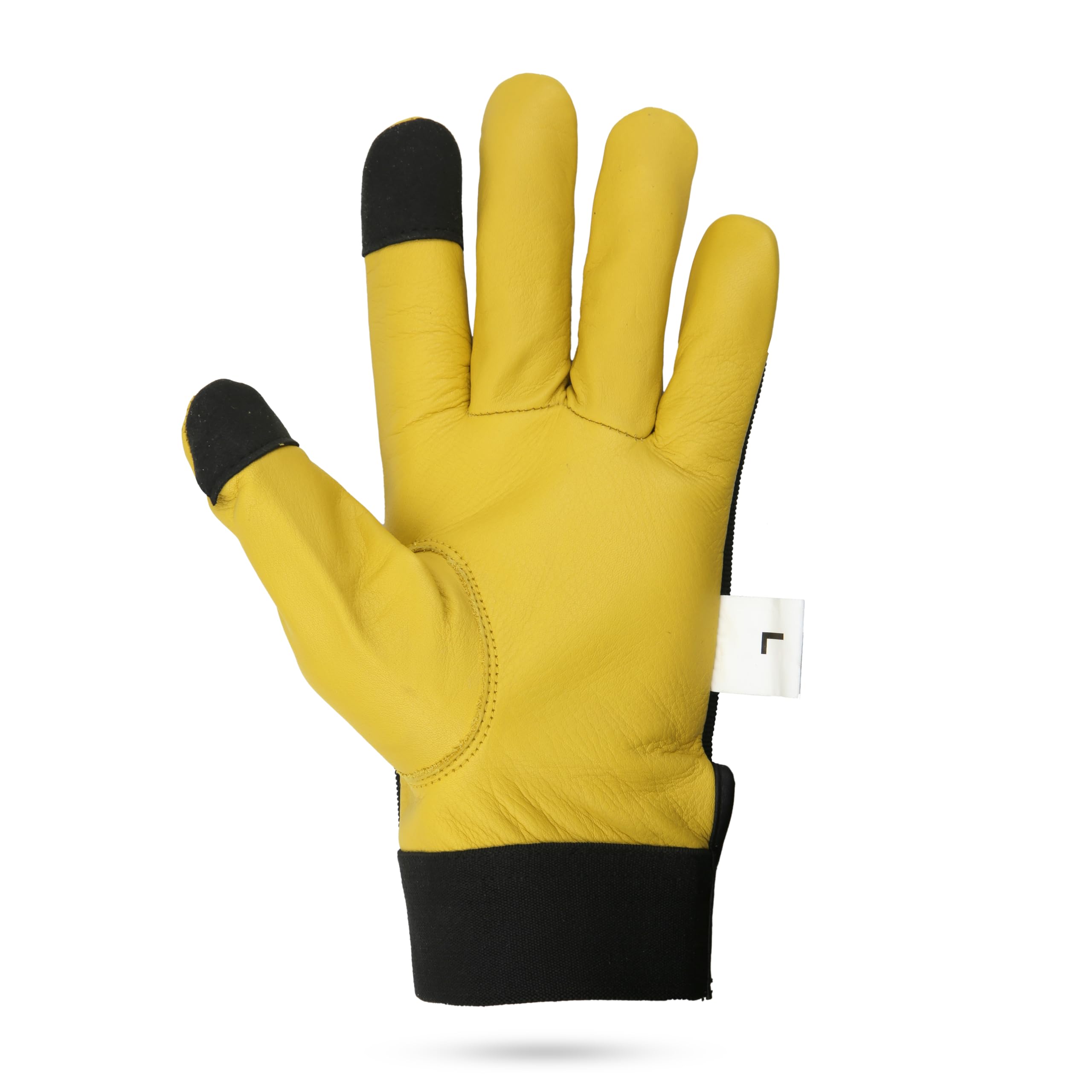 Guantes mecánicos de cuero de vaca amarillos con tacto de dedo (L)