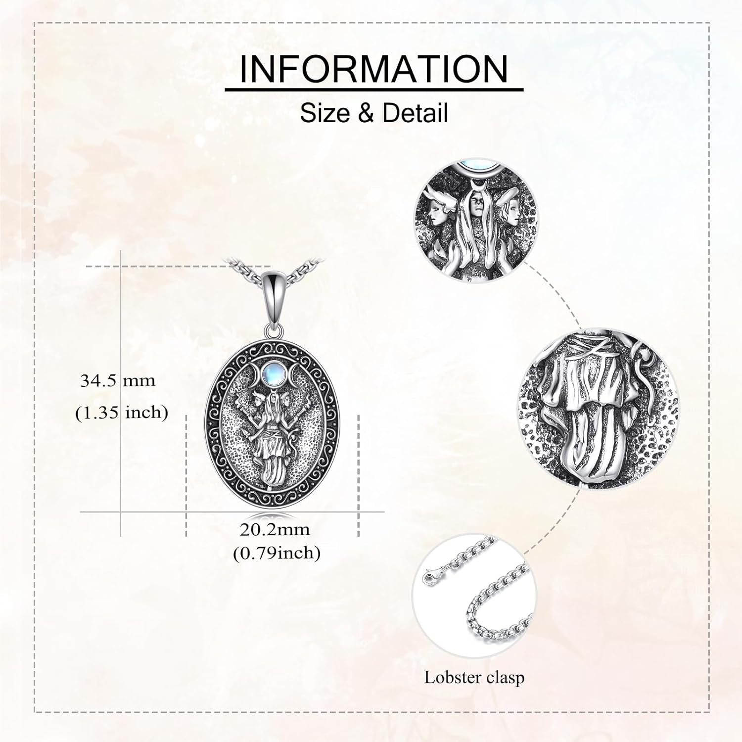 Sterling Silver Witch Necklace Hecate/Triple Moon Necklace Jewelry Gift for Women - Image 4