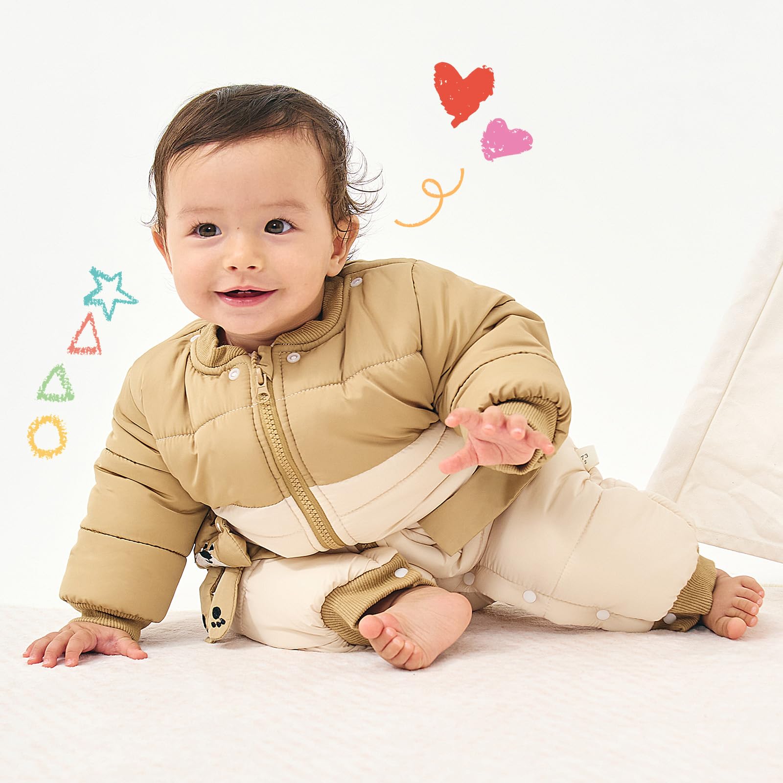 JiAmy Tuta da neve per bambini, calda tuta invernale con cappuccio, in pile spesso, a maniche lunghe, per bambini, 6-24 mesi