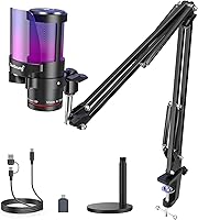 Vista 1 de ZealSound Micrófono USB para juegos para iPhone, micrófono de juegos con cancelación de ruido con silencio táctil, ganancia, monitoreo, brazo