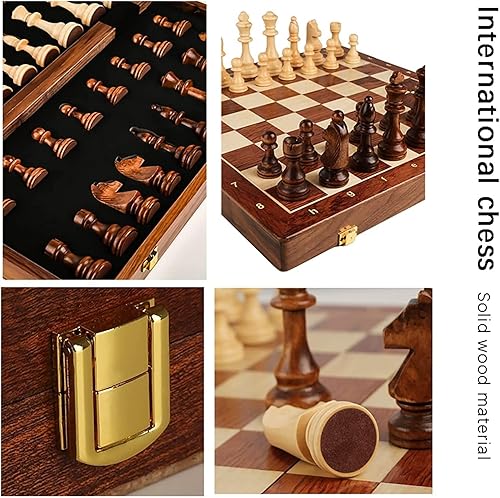 Miniatura 4 de Juego de ajedrez de madera para niños y adultos  Juego de ajedrez Staunton de 18 pulgadas  Juegos de mesa de ajedrez plegables grandes