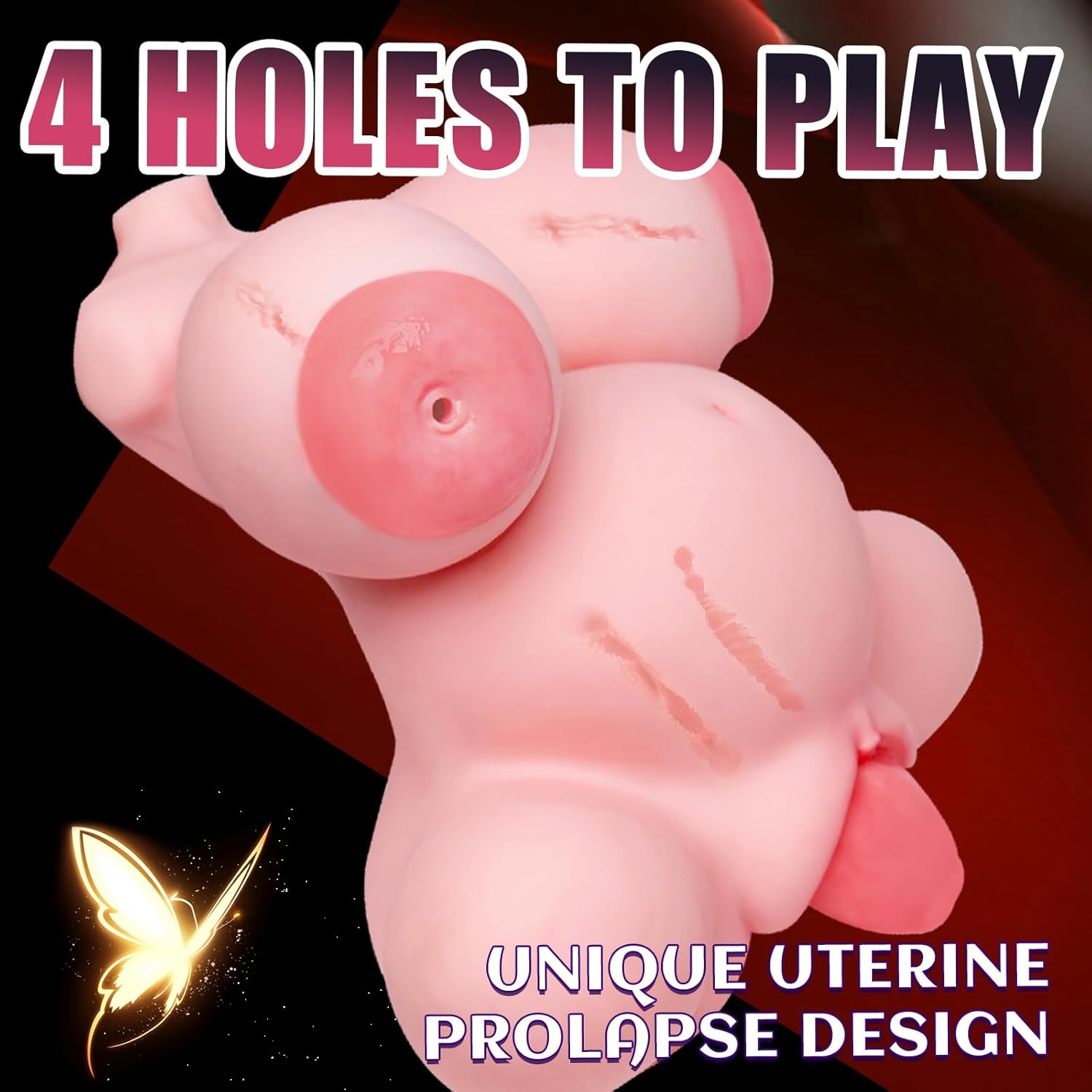 Realistic Sex Doll Male Masturbator with Penetrable Nipples, 4 in 1 Adult Pregnant Love Dolls with Big Belly Vaginal Anal Boobs, Prolapse of Uterus Sex Toys for Men Male Masturbation