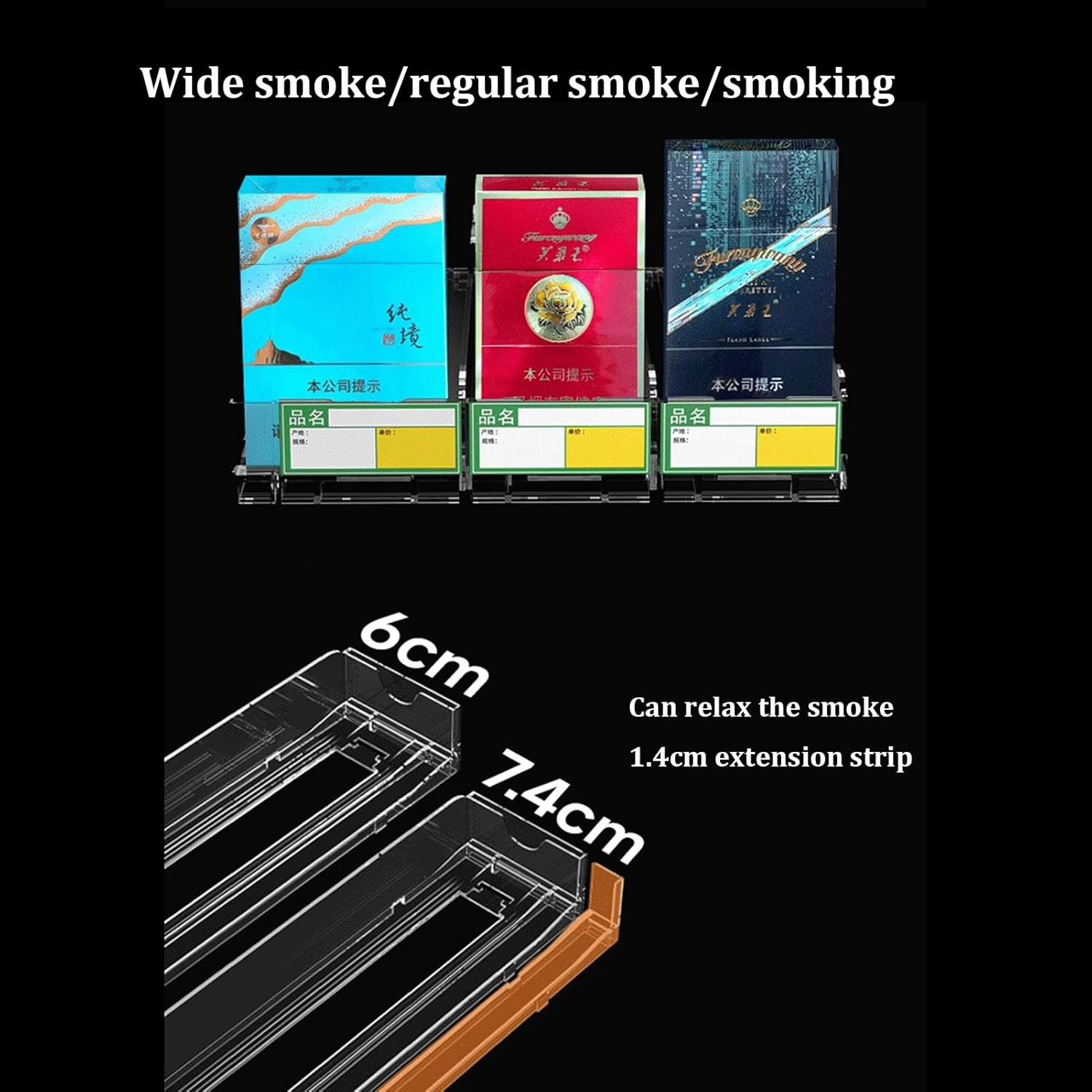 10 Pack Cigarette Display Holder, Automatic Cigarette Pusher Tray, Tobacco Display Stand, Supermarket Cabinet Matchbook Divider, Decorative Transparent Floating Shelf