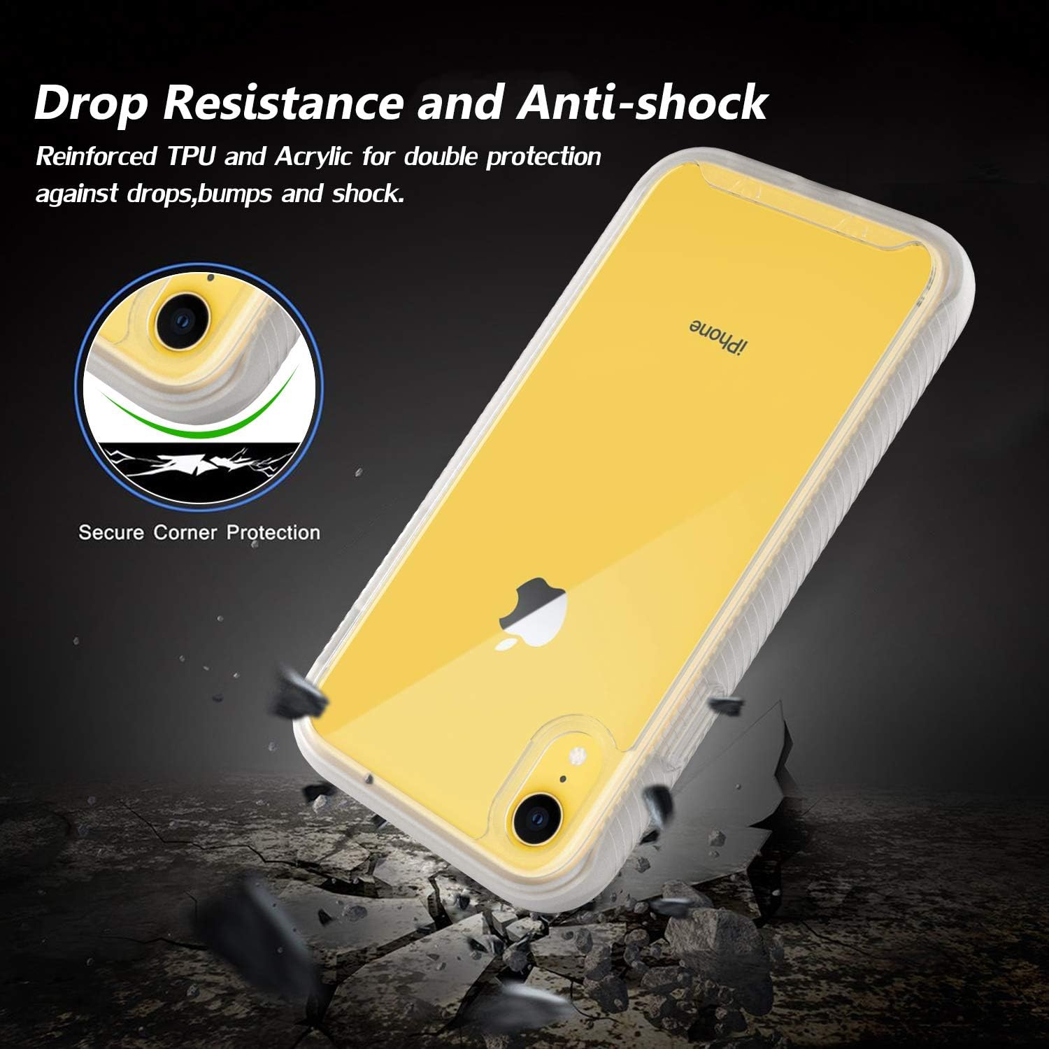 LUCKYCAT Compatible with iPhone XR Case with Screen Protectors,Crystal Matte Clear Case,Shockproof Protection Scratch-Resisitant TPU Cover for iPhone XR 6.1 Inch (2018)