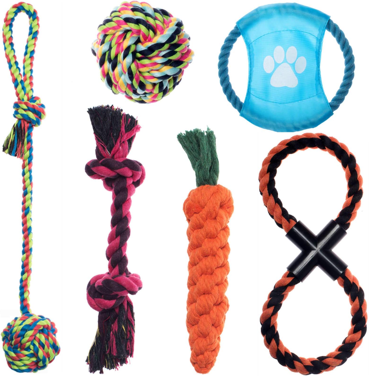 Pet Rope Toys Dog Chew Toys Teething Training Interactive Puppy Sticks Gift Set of 6 for Medium Dog or Small Kong
