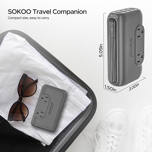 Miniatura 7 de SOKOO 220V to 110V Voltage Converter, 230W Step Down Power Converter Travel Adapter with USB-C 18W, Voltage Converter US to EuropeUKItalyIsrael etc.