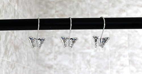 Miniatura 5 de Juego de 12 anillos para cortina de ducha, ganchos decorativos de mariposa brillante pulidos, ganchos decorativos de metal inoxidable para cortinas