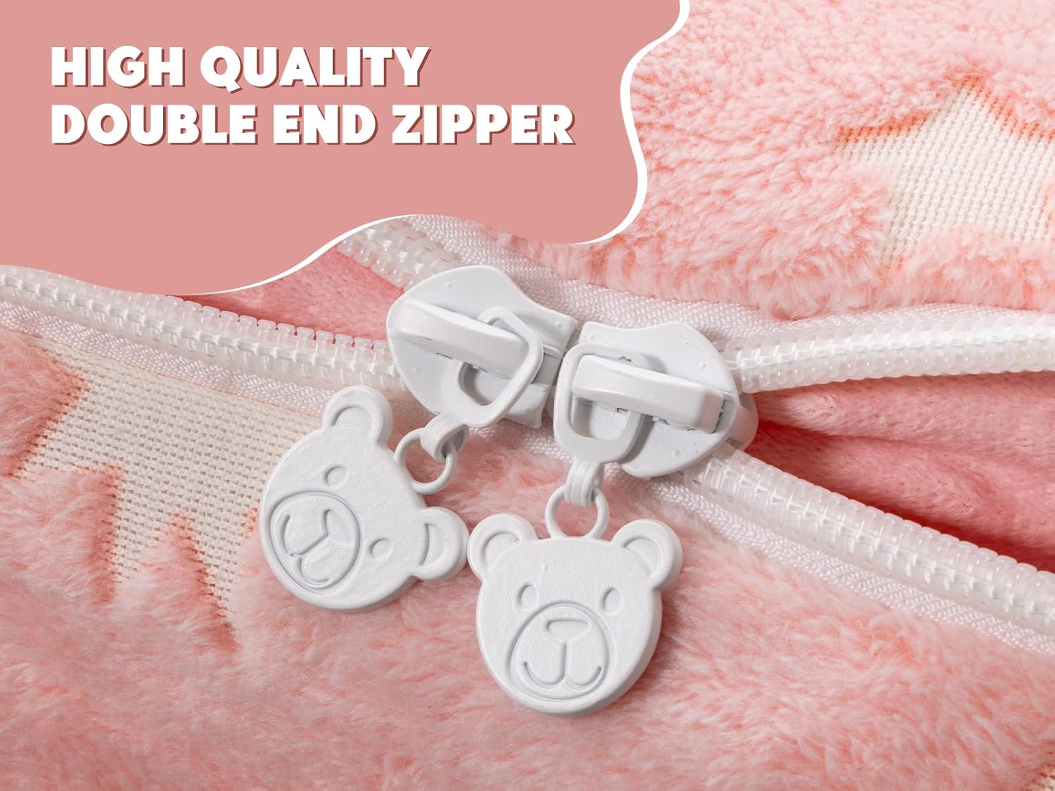 Aimuan Kids Zippered Comforter Set - Moon & Star Glow in The Dark Fleece Zipper Bedding for Girls (Twin, Pink-White)