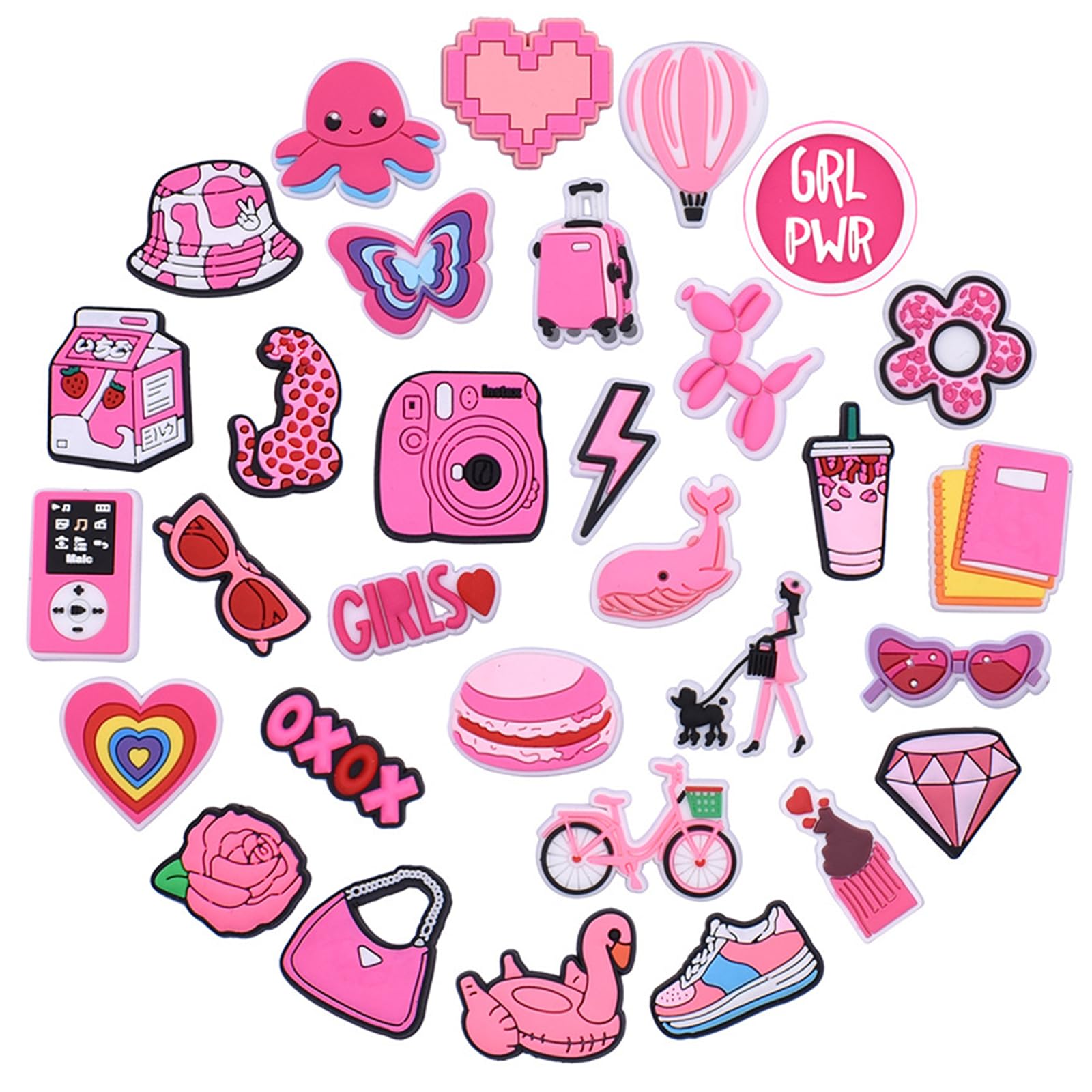 30PCS Pink Charms for Crocs Shoe, Accessories Shoe Charms