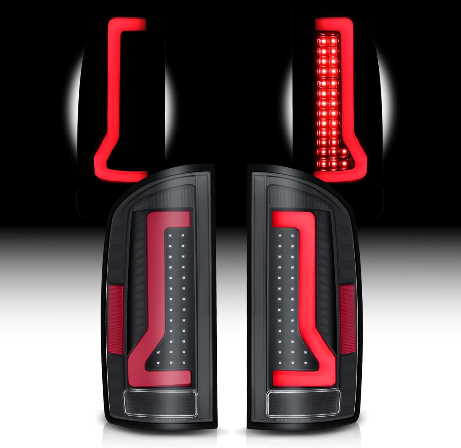 LED Tail Lights Assembly Compatible with 2002 2003 2004 2005 2006 Dodge Ram 1500 2500 3500 PickUp, Clear Lens Milky Red Inner Cover