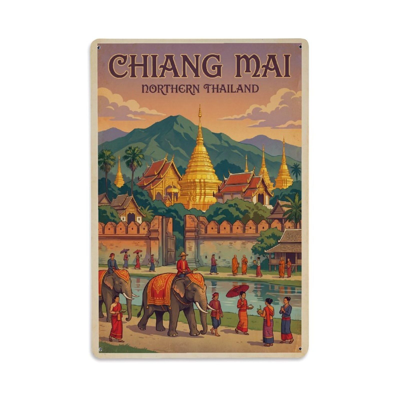 Thailand Chiang Mai Vintage Metal Tin Sign