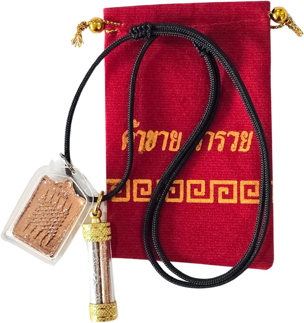 Takrut Kings 3 Colors Silver Gold NAT Yantra 5 Rows Necklace Amulet for Wealth, Luck & Protection.