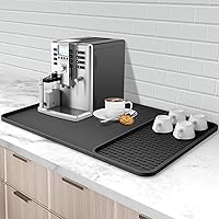 Garolue Silicone Coffee Mat 24x16 Inch with Detachable Drying Rack - Anti-Spill, Heat-Resistant for Coffee Makers & Counters