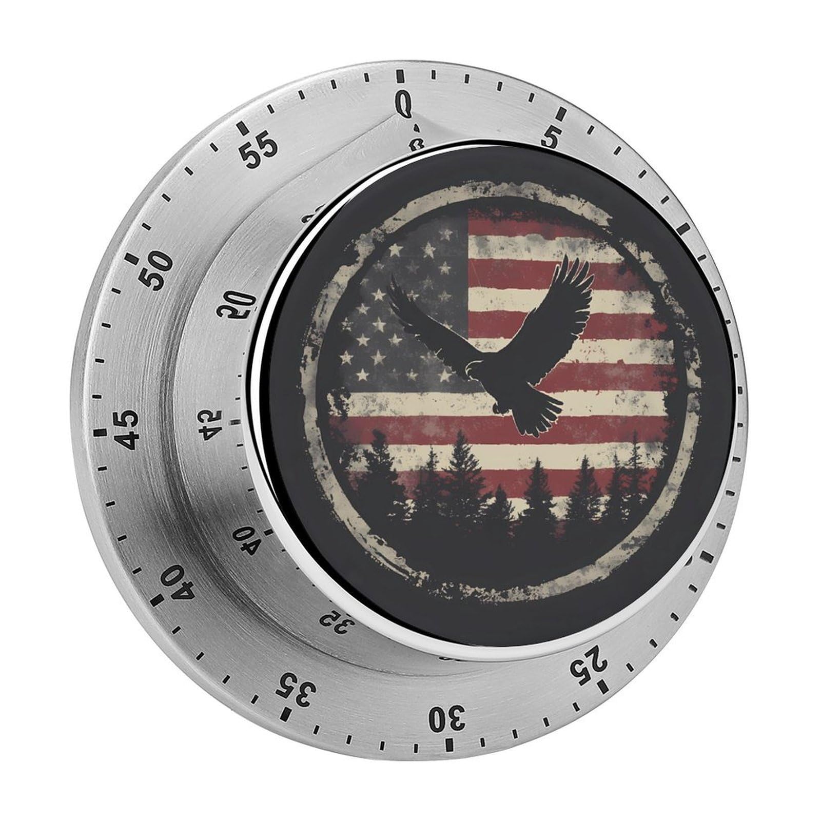 Independence Eagle U.S.A. Flag Magnetic Timer for Kitchen Cooking Productivity Stainless Steel Timers with Alarm