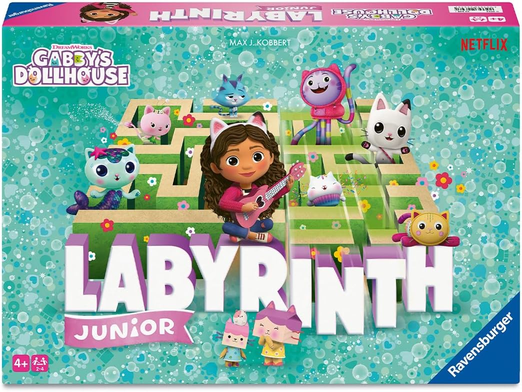 Ravensburger Gabby’s Dollhouse Labyrinth Junior Board Game| Engaging Brain Teaser for Kids & Families | Classic Moving Maze Puzzle Game | Featuring Favorite Gabby's Dollhouse Characters | Ages 4+