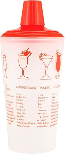 Collins - Coctelera roja para recetas con tapa y colador integrado, 30 onzas