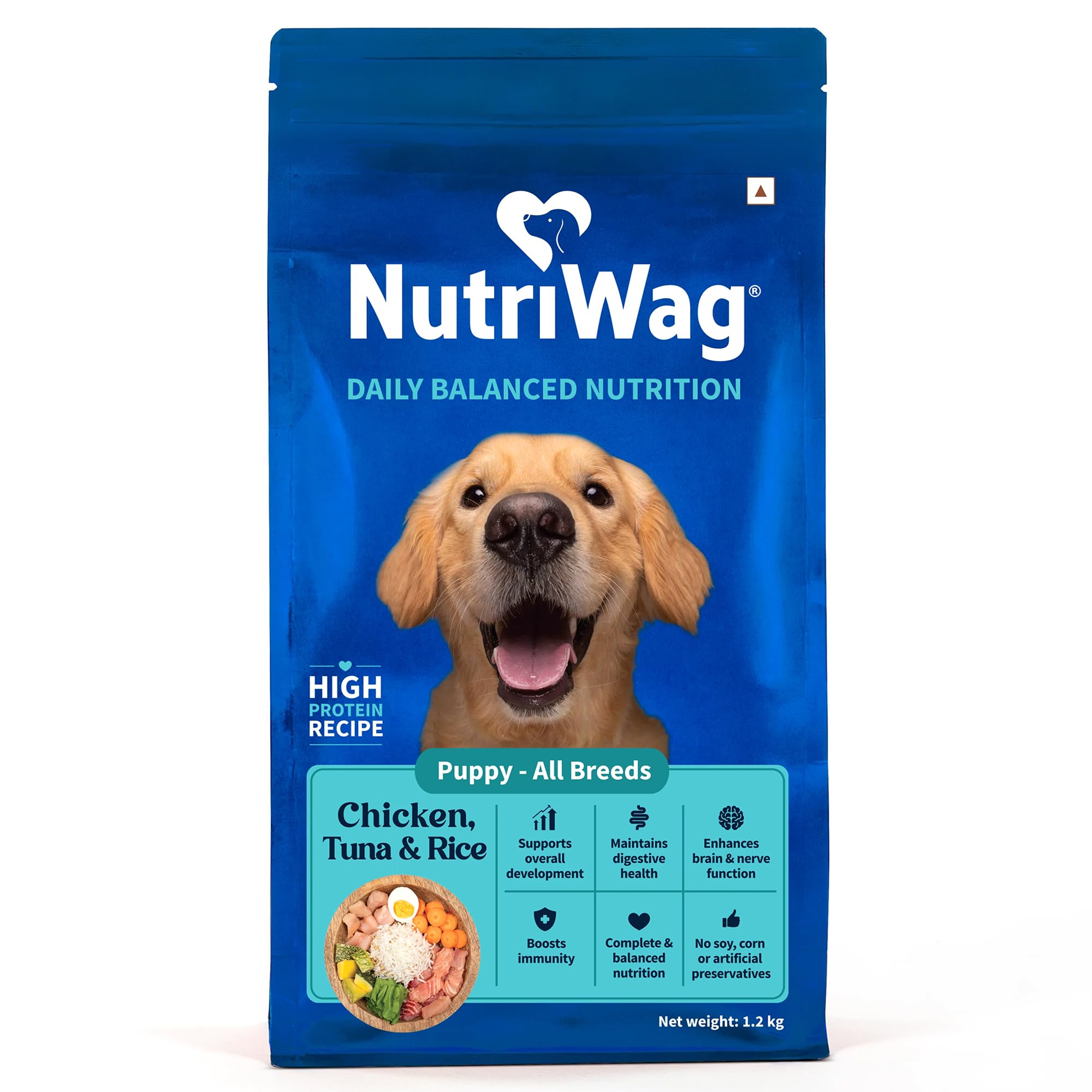 Puppy Dry Food with Chicken, Tuna & Rice for All Breeds - 1.2 kg | Balanced Growth Formula with DHA, Protein, Calcium & Essential Nutrients | for Healthy Digestion-picture-12