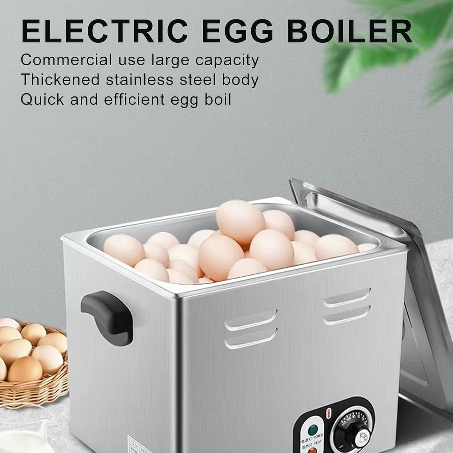 Commercial Kitchen Electric Egg Boiler Machine, 60pcs Large Capacity Poached Egg Cooker, 30-110℃ Temperature Control Hot Spring Egg Cooker, with Lid