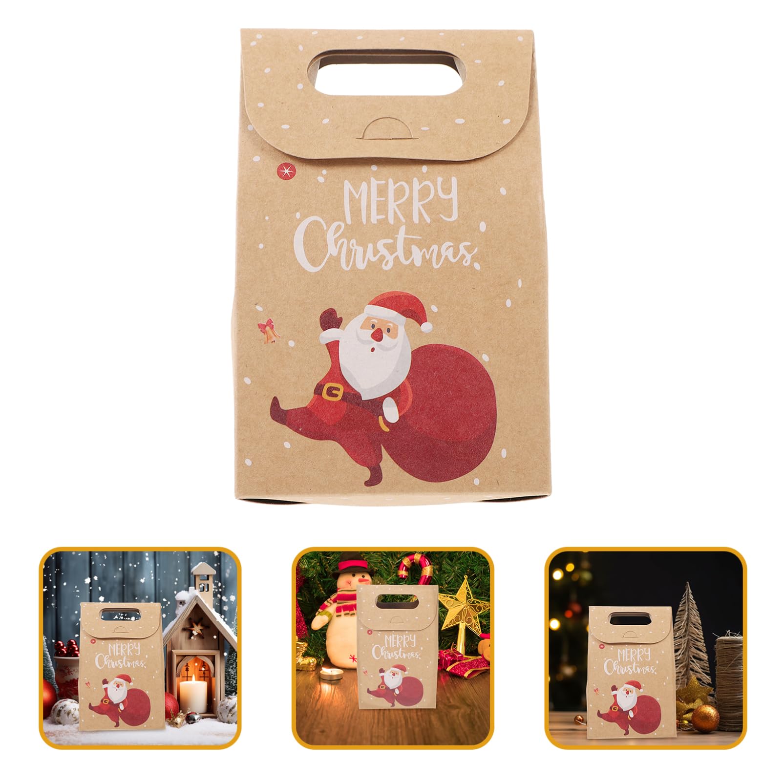 Beavorty 2 Juegos Bolsa De Papel Kraft Navideña Christmas Bag Bolsas Kraft Bolsas Transparentes Para Galletas Transportador Celofán Sorpresa Bolsa De Dulces Bolsas De Papel Uds * 2