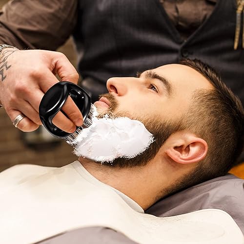 Miniatura 5 de Juego de 4 cepillos para nudillos cepillo para desvanecer, cepillo para barba de barbero para hombres, cepillo de cara y cuello, cepillo para bigote
