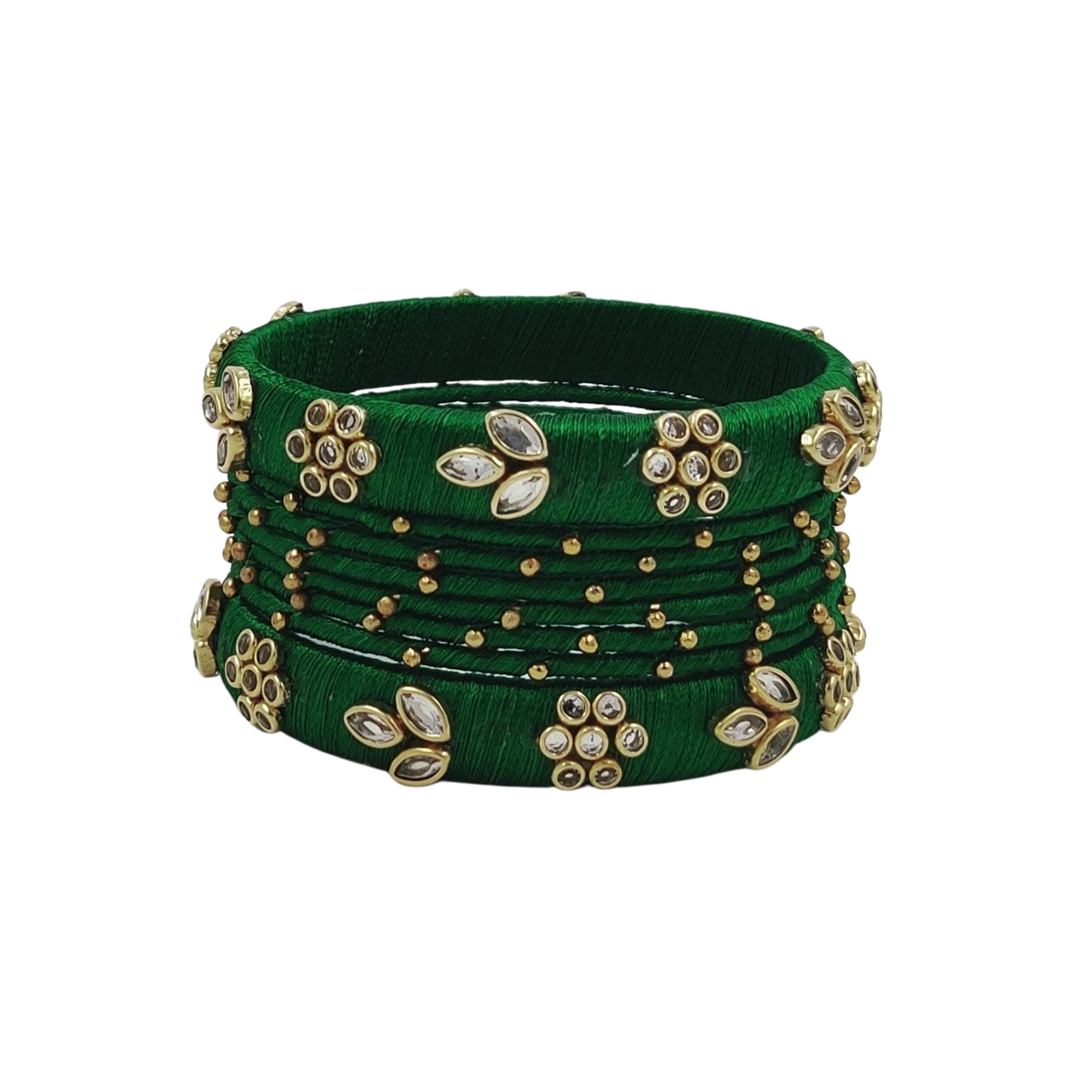 Yaalz Silk Thread Simple Kundan Stone Work Fancy Designer Wedding Chuda Bangle Sets With Metal Mix For Women Kids Girls In Multiple Colors (B09739YXV9) Amazon Price History, Amazon Price Tracker