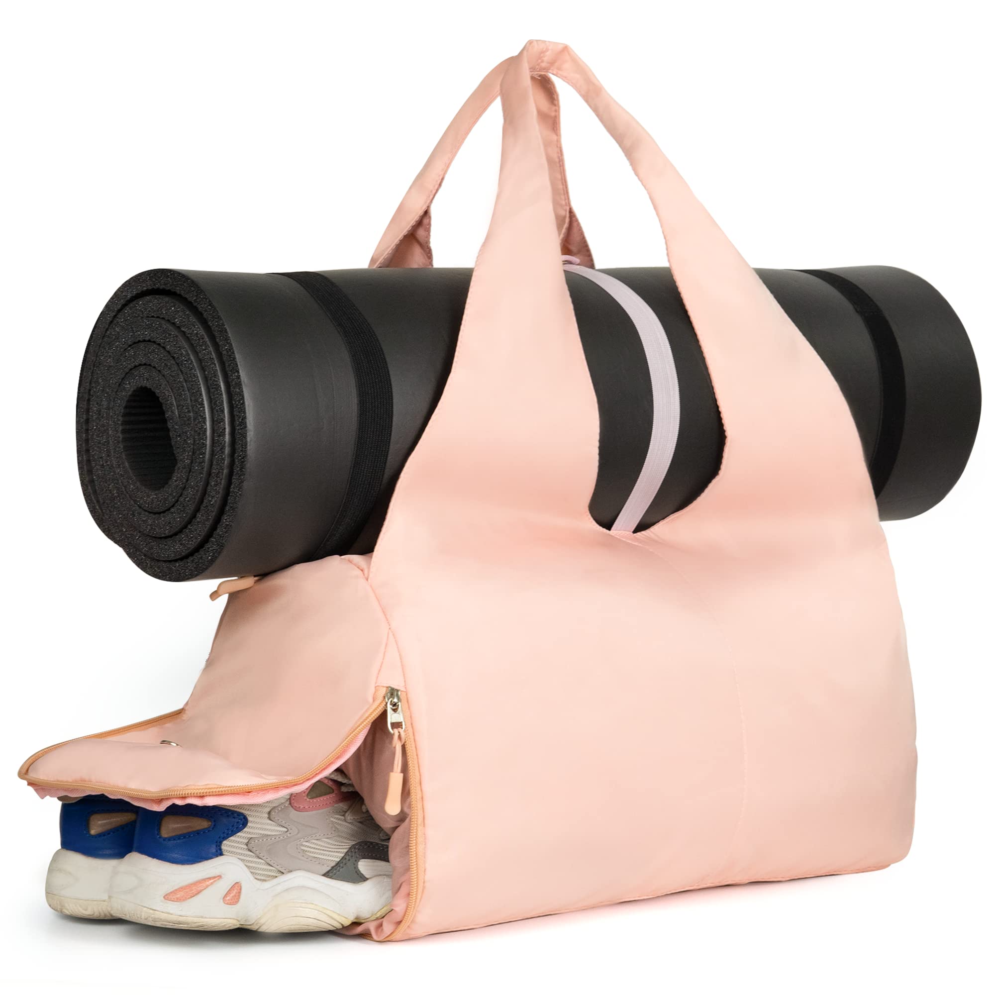Sports Gym Bag with Shoe Compartment, Pink Yoga Bag, 19", Yoga