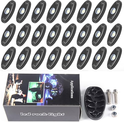 24 vainas de luces LED blancas de neón para coche, camión, ATV, SUV, luz brillante debajo del cuerpo, iluminación de guardabarros