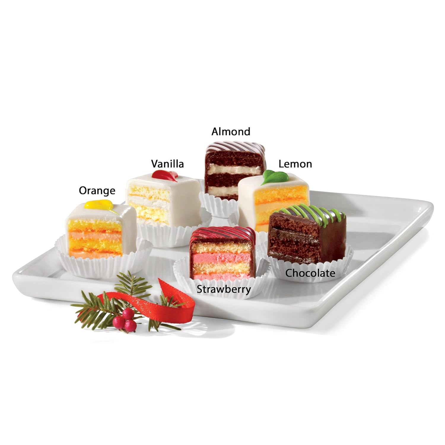 The Swiss Colony 27 Favorites Food Gift Box - Assorted Cheeses, Summer Sausage Meats with Christmas Petits Fours Gourmet Mini Layer Cakes Pack of 24 with Traditional Old Fashioned Hard Candy